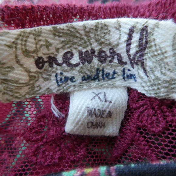 Maxi Dress Floral Paisley Flowy One World Cutout Front Back Lace V Panel XL plus - Picture 5 of 7